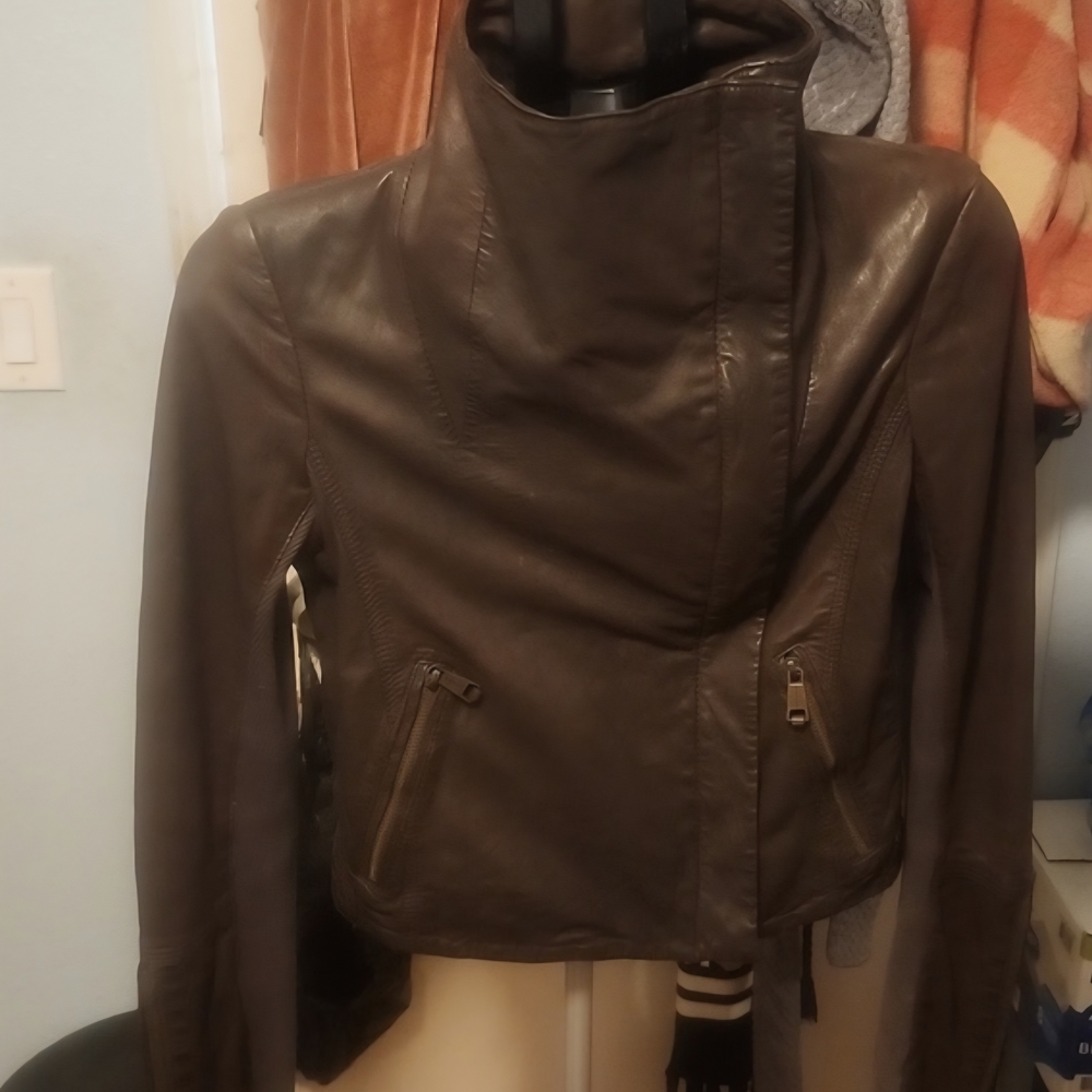 Andrew Marc Dark Brown Leather Jacket